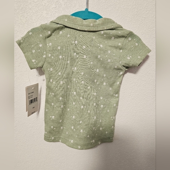 7 For All Mankind Sage Green Baby Girl Short Sleeve Top Size 18M Top Only - Picture 4 of 9